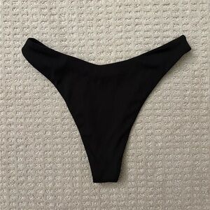 SHEIN Black High Leg Ribbed Bikini Bottom